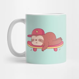 Cute Lazy Sloth Chillin On Skateboard Mug